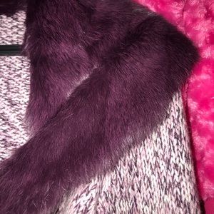 Purple Rabbit Fur Collar Sweater